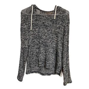 Aeropostale Gray Blue Lace Sleeve Hoodie Sweater